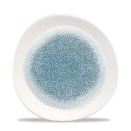Churchill Raku Topaz Blue rond bord met rand Ø 26,4 cm – blauw gespikkeld porseleinen bord voor restaurants