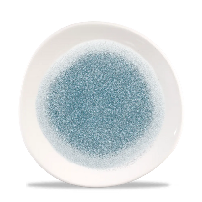 Churchill Raku Topaz Blue rond bord met rand Ø 26,4 cm – blauw gespikkeld porseleinen bord voor restaurants
