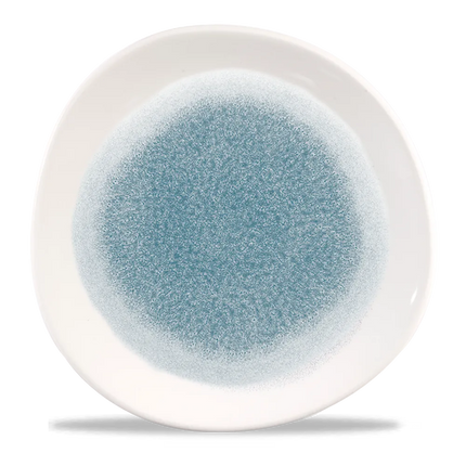 Churchill Raku Topaz Blue rond bord met rand Ø 28,6 cm – blauw gespikkeld porseleinen bord voor horeca