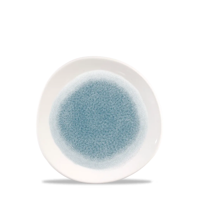 Churchill Raku Topaz Blue rond bord met rand Ø 18,6 cm – blauw gespikkeld porseleinen bord voor café en bar