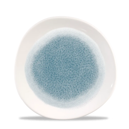 Churchill Raku Topaz Blue rond bord met rand Ø 21 cm – blauw gespikkeld porseleinen bord voor restaurants