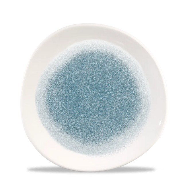 Churchill Raku Topaz Blue rond bord met rand Ø 21 cm – blauw gespikkeld porseleinen bord voor restaurants