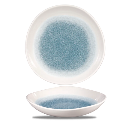Churchill Raku Topaz Blue ronde kom met rand Ø 25,3 cm 1100 ml – gespikkeld porseleinen kom voor horeca