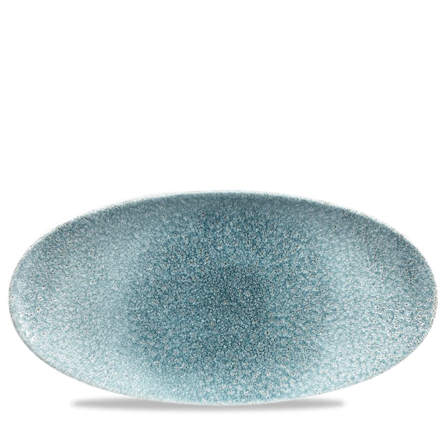 Churchill Raku Topaz Blue ovaal chefsbord 34,7 x 17,3 cm – groot porseleinen bord voor fine dining