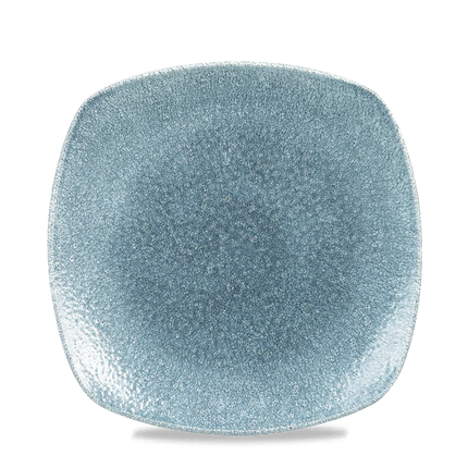 Churchill Raku Topaz Blue X Squared vierkant bord 25 cm – blauw gespikkeld porseleinen bord voor horeca