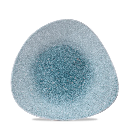 Churchill Raku Topaz Blue driehoekige ondiepe kom 780 ml – gespikkeld porseleinen kom voor horeca