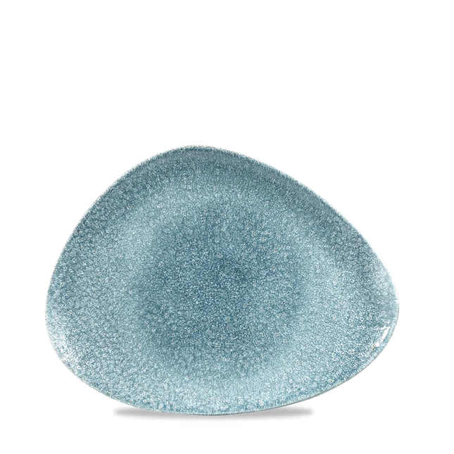Churchill Raku Topaz Blue driehoekig chefsbord 20 x 15 cm – klein porseleinen bord voor restaurants