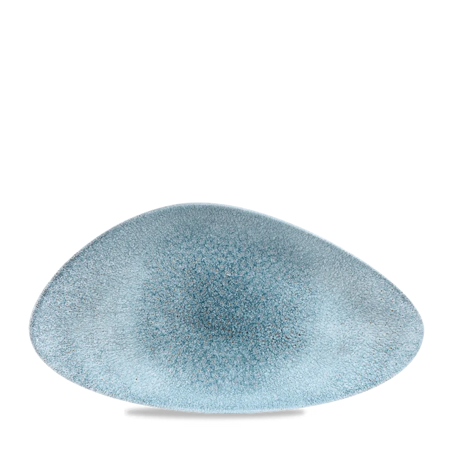 Churchill Raku Topaz Blue driehoekig chefsbord 35,5 x 18,8 cm – groot porseleinen presentatiebord voor restaurants