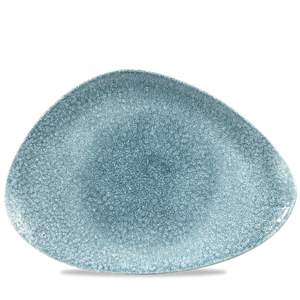 Churchill Raku Topaz Blue driehoekig chefsbord 35,6 x 25 cm – extra groot porseleinen bord voor horeca
