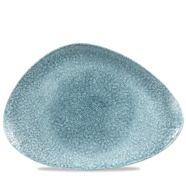 Churchill Raku Topaz Blue driehoekig chefsbord 35,6 x 25 cm – extra groot porseleinen bord voor horeca