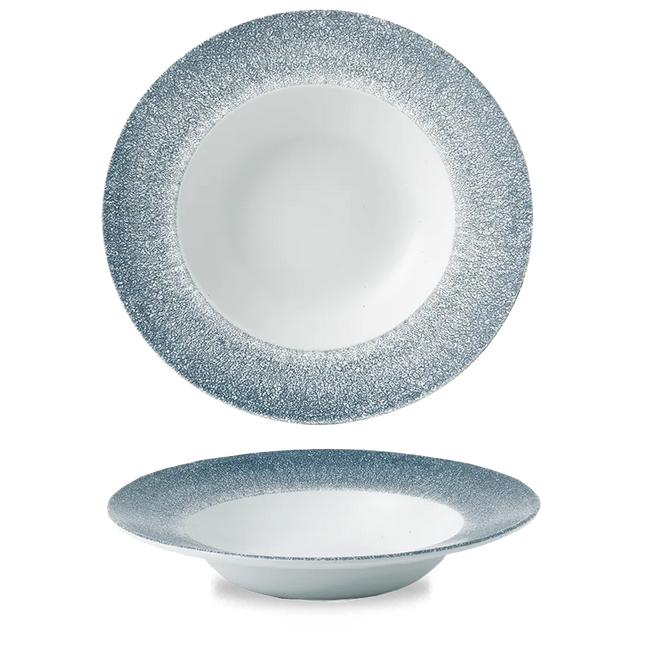 Churchill Raku Topaz Blue Profile brede kom groot Ø 28 cm – porseleinen kom met rand voor restaurants