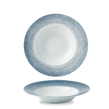 Churchill Raku Topaz Blue Profile brede kom medium Ø 24 cm – porseleinen kom met rand voor horeca