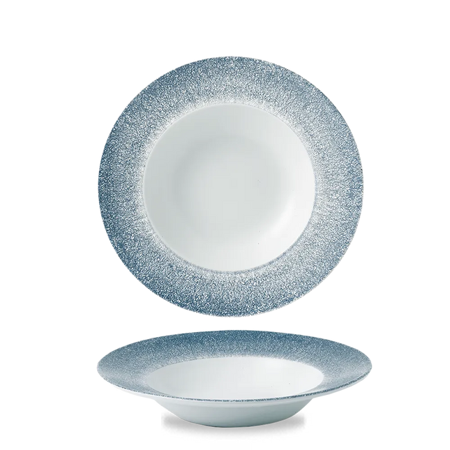 Churchill Raku Topaz Blue Profile brede kom medium Ø 24 cm – porseleinen kom met rand voor horeca
