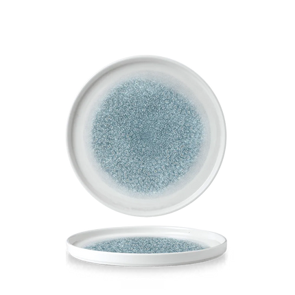 Raku Topaz Blue Walled Plate 22cm 6/box