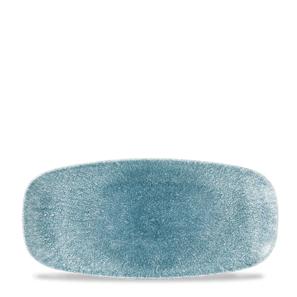 Churchill Raku Topaz Blue ovaal chefsbord 26,9 x 12,7 cm – klein porseleinen presentatiebord voor horeca