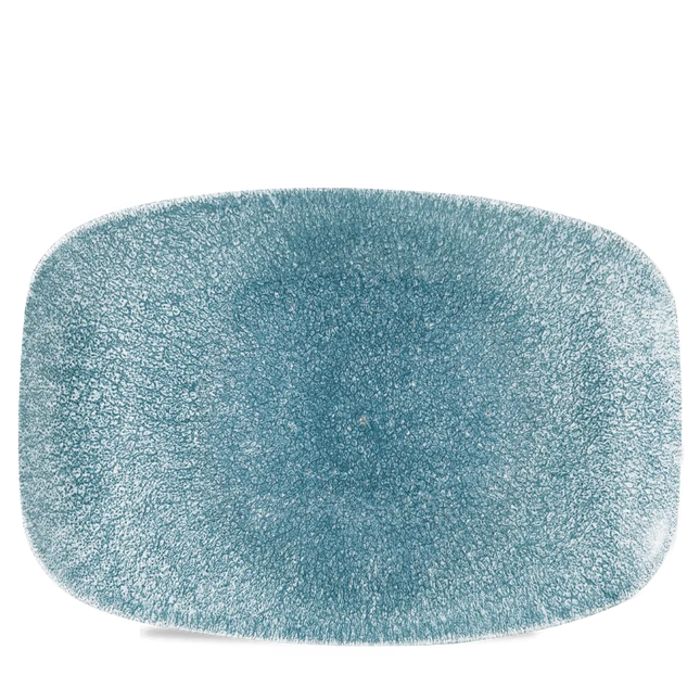 Churchill Raku Topaz Blue ovaal serveerplateau 34,4 x 23,4 cm – groot porseleinen serveerbord voor restaurants