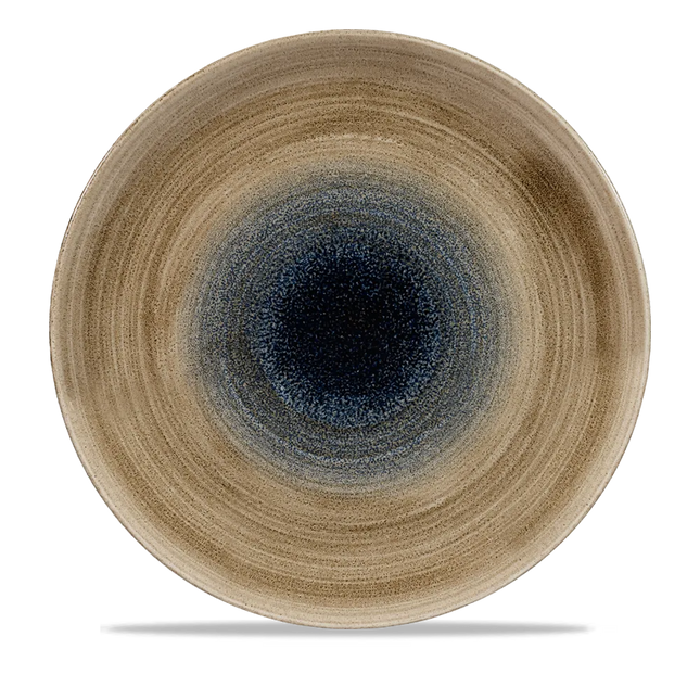 Churchill Stonecast Aqueous Bayou evolve coupebord Ø 29 cm – blauw gemarmerd porseleinen bord voor restaurants