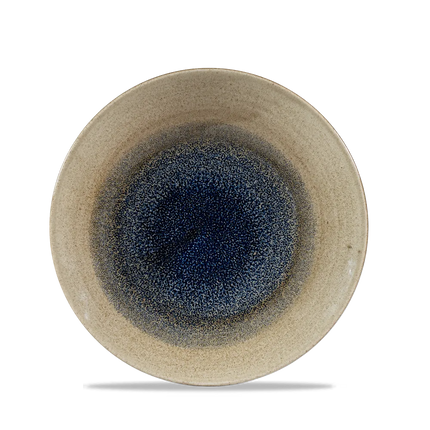 Churchill Stonecast Aqueous Bayou diep coupebord Ø 22,5 cm – blauw gemarmerd porseleinen bord voor fine dining
