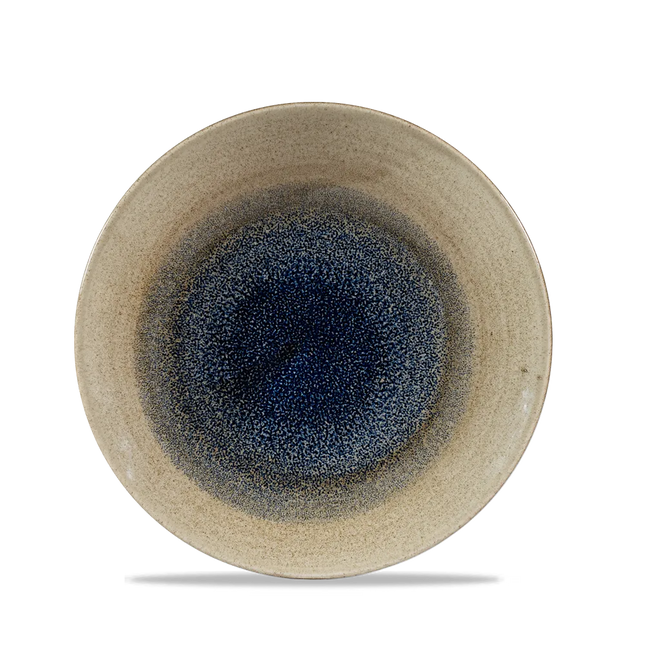 Churchill Stonecast Aqueous Bayou diep coupebord Ø 22,5 cm – blauw gemarmerd porseleinen bord voor fine dining