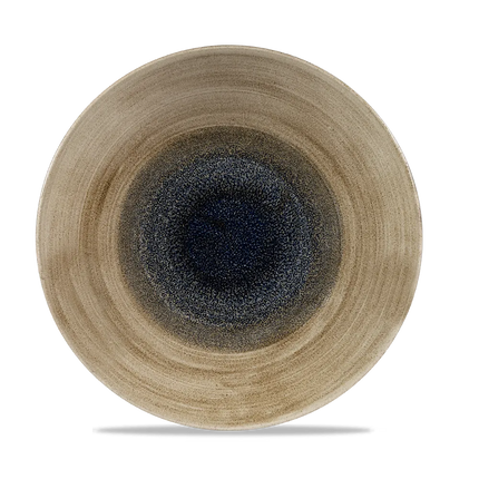 Churchill Stonecast Aqueous Bayou diep coupebord Ø 28 cm – blauw gemarmerd porseleinen bord voor horeca