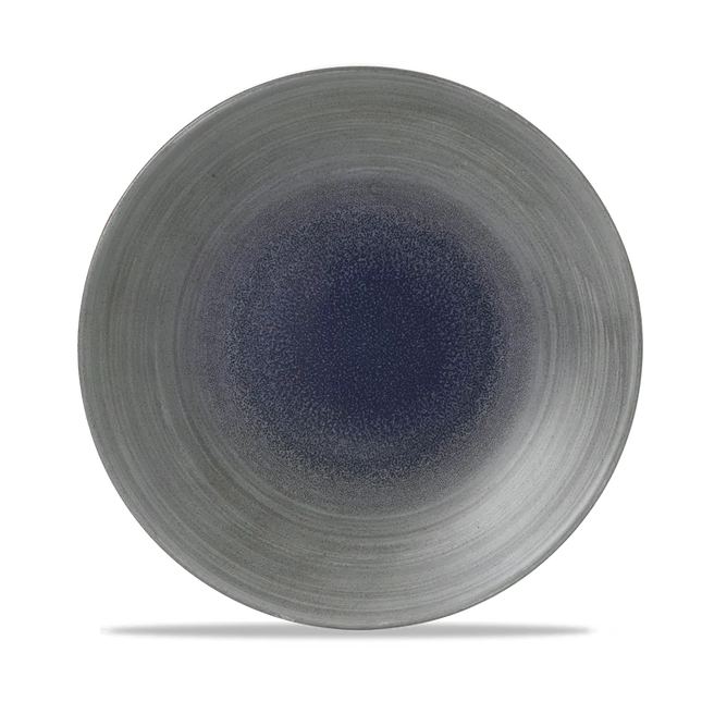 Churchill Stonecast Aqueous Fjord evolve coupebord Ø 26 cm – blauwgrijs reactief glazuur porseleinen bord voor horeca
