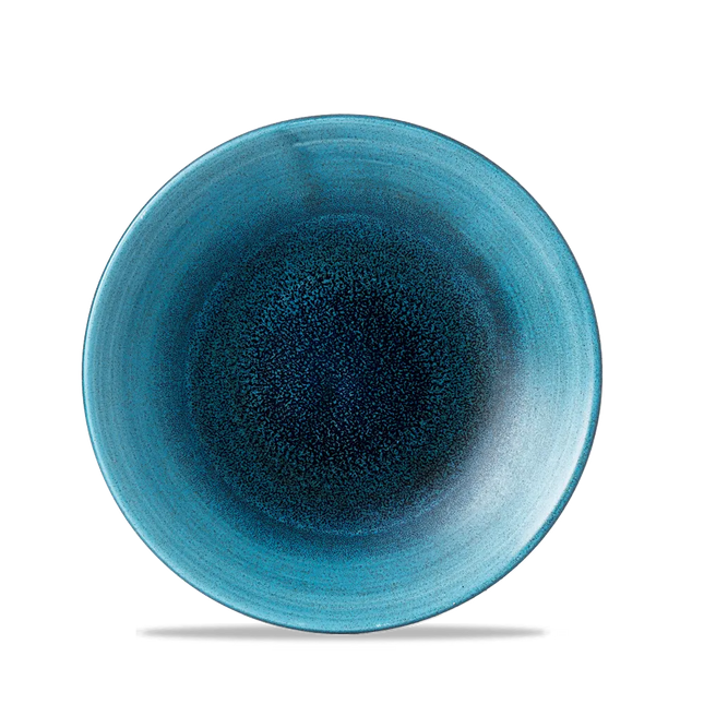 Churchill Aqueous Lagoon diep coupebord Ø 22 cm – turquoise gemarmerd porseleinen bord voor restaurants