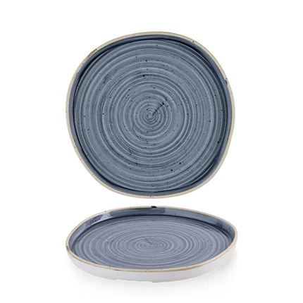 Churchill Stonecast Blueberry organisch bord met rand Ø 21 cm – blauw bord voor horeca