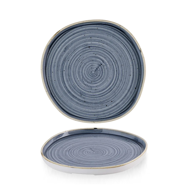 Churchill Stonecast Blueberry organisch bord met rand Ø 21 cm – blauw bord voor horeca
