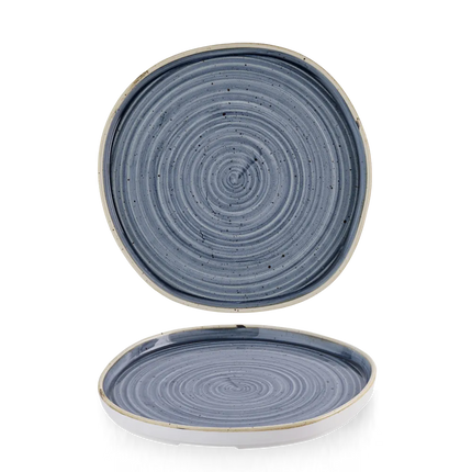 Churchill Stonecast Blueberry organisch bord met rand Ø 25,5 cm – groot blauw bord voor restaurants