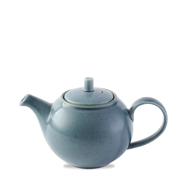 Churchill Stonecast Blueberry theepot 426 ml – gespikkelde porseleinen theepot voor horeca