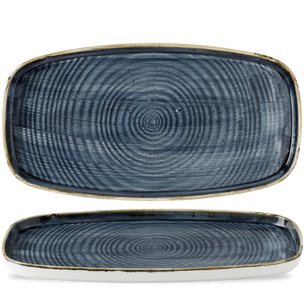Churchill Stonecast Blueberry chef's bord langwerpig 35 x 18,5 cm – gespikkeld bord voor fine dining