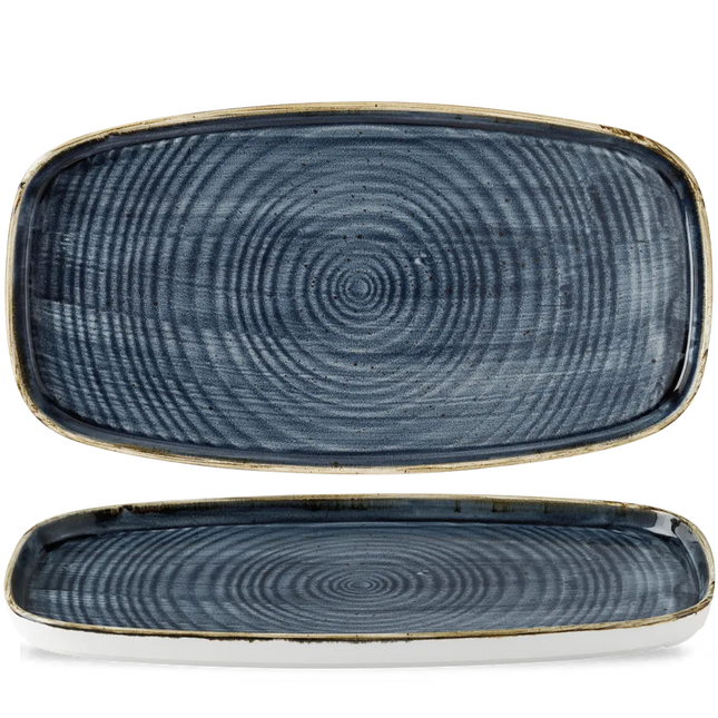 Churchill Stonecast Blueberry chef's bord langwerpig 35 x 18,5 cm – gespikkeld bord voor fine dining