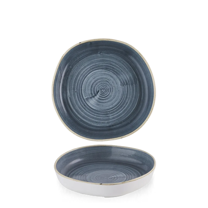 Churchill Stonecast Blueberry organisch kom met rand 20x4,5 cm – blauwe ondiepe kom voor horeca
