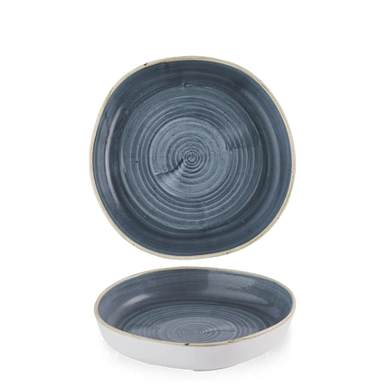 Churchill Stonecast Blueberry organisch kom met rand 23x4,5 cm – blauwe ondiepe kom voor restaurants