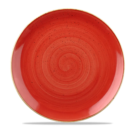 Churchill Stonecast Berry Red evolve coupebord Ø 29 cm – rood gemarmerd porseleinen bord voor horeca