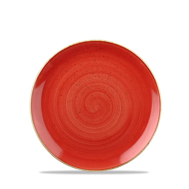 Churchill Stonecast Berry Red evolve coupebord Ø 17 cm – klein rood porseleinen bordje voor restaurants