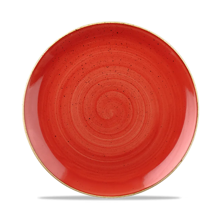 Churchill Stonecast Berry Red evolve coupebord Ø 22 cm – rood gemarmerd porseleinen bord voor bar en café