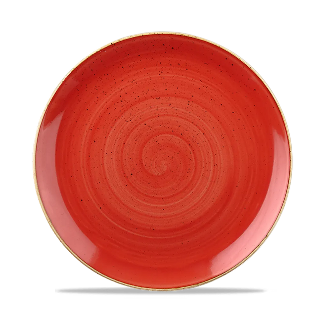 Churchill Stonecast Berry Red evolve coupebord Ø 22 cm – rood gemarmerd porseleinen bord voor bar en café