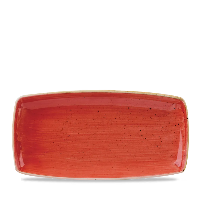 Churchill Stonecast Berry Red ovaal bord 34,5 x 18,5 cm – groot rood porseleinen bord voor horeca