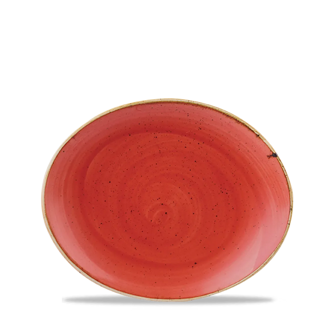 Churchill Stonecast Berry Red Orbit ovaal coupebord Ø 20 cm – rood porseleinen bord voor restaurants
