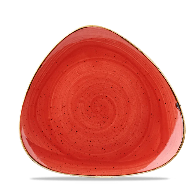 Churchill Stonecast Berry Red Lotus bord Ø 23 cm – rood gemarmerd porseleinen bord voor horeca