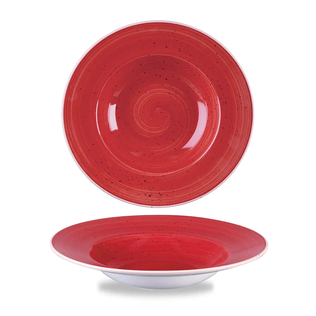 Churchill Stonecast Berry Red Profile brede kom medium Ø 24 cm – rood porseleinen kom met rand voor horeca