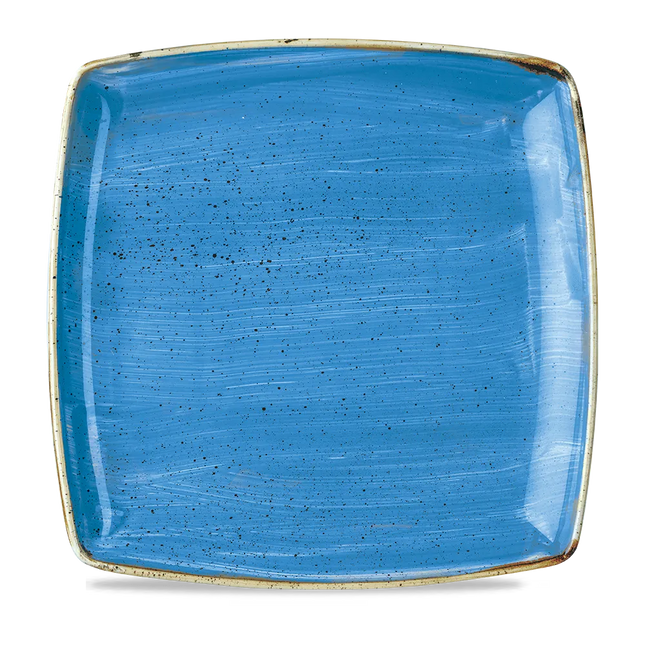 Churchill Stonecast Cornflower Blue diep vierkant bord 27 cm – kobaltblauw porseleinen bord voor restaurants