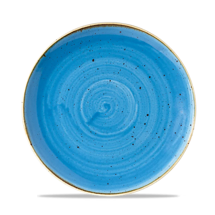 Churchill Stonecast Cornflower Blue coupebord Ø 22 cm – kobaltblauw gemarmerd porseleinen bord voor restaurants