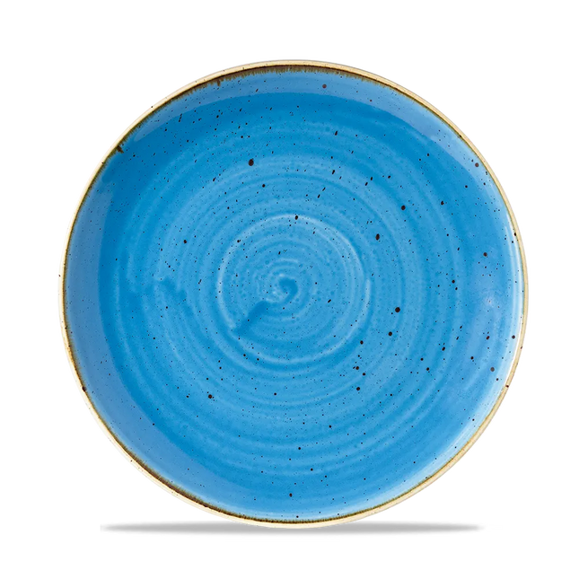 Churchill Stonecast Cornflower Blue coupebord Ø 22 cm – kobaltblauw gemarmerd porseleinen bord voor restaurants