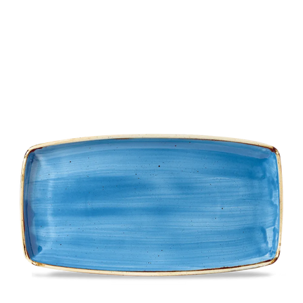 Churchill Stonecast Cornflower Blue ovaal bord 34,5 x 18,5 cm – groot kobaltblauw bord voor horeca