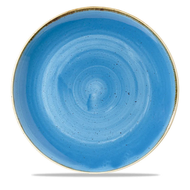Churchill Stonecast Cornflower Blue grote coupekom Ø 30 cm – kobaltblauw gemarmerd porseleinen kom voor horeca