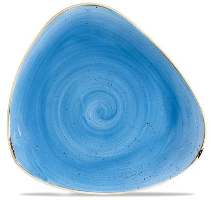 Churchill Stonecast Cornflower Blue driehoekig bord 30 cm – groot kobaltblauw bord voor horeca