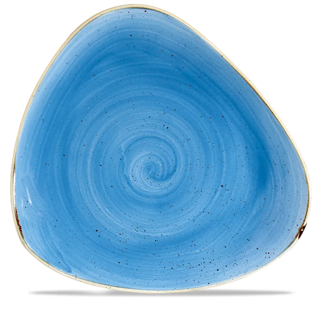 Churchill Stonecast Cornflower Blue driehoekig bord 30 cm – groot kobaltblauw bord voor horeca