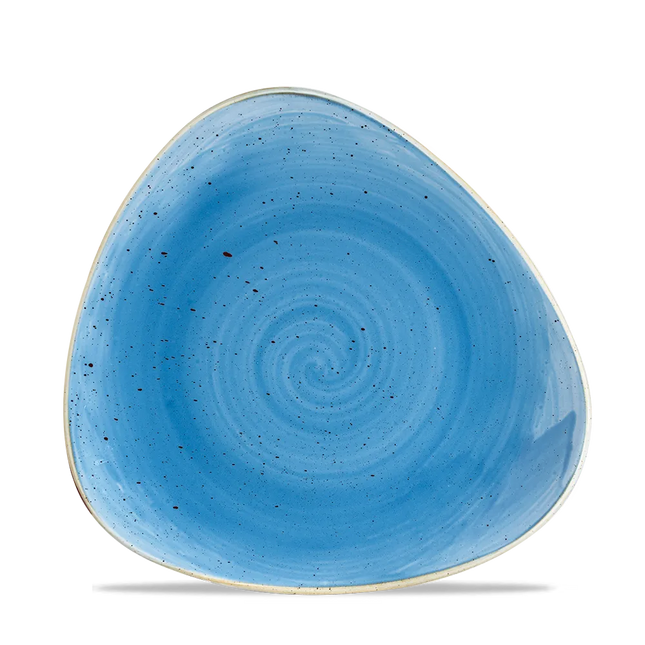 Churchill Stonecast Cornflower Blue driehoekig bord 20 cm – klein kobaltblauw bordje voor restaurants